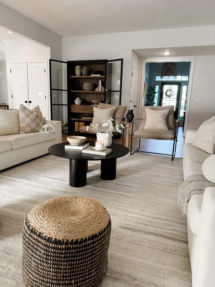 Organic Modern Living Room With Black Accents - Loves From Bet