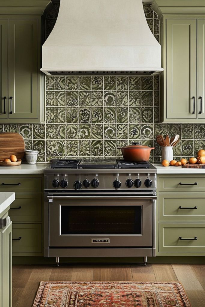 olive green kitchen rustic oven- modern farmhouse - Loves from Bet