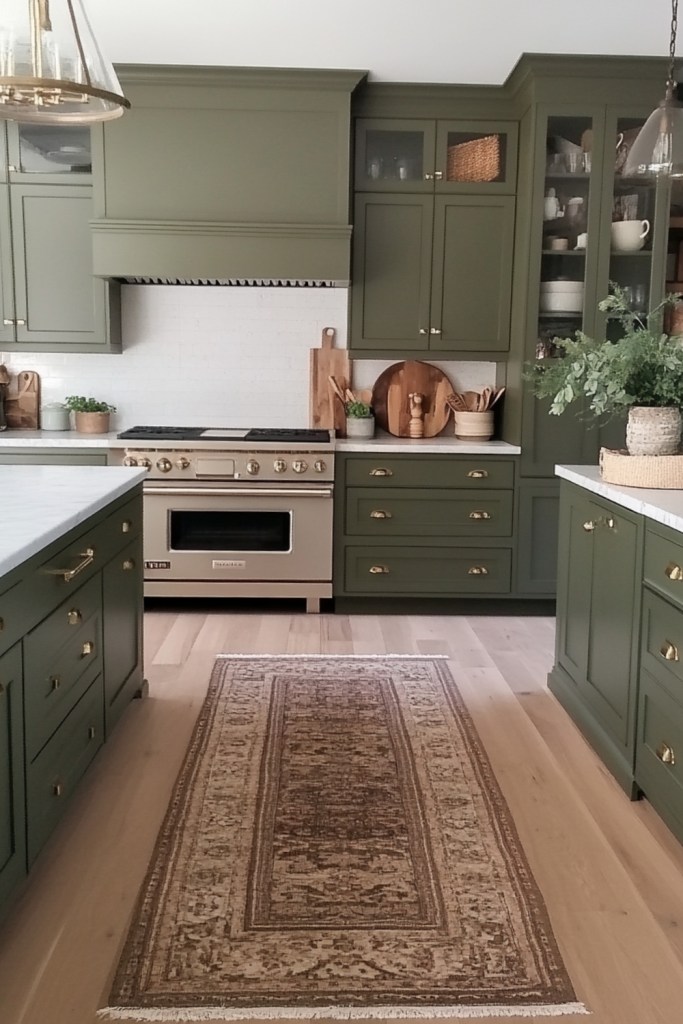 olive green kitchen cabinets - modern farmhouse style - Loves From Bet