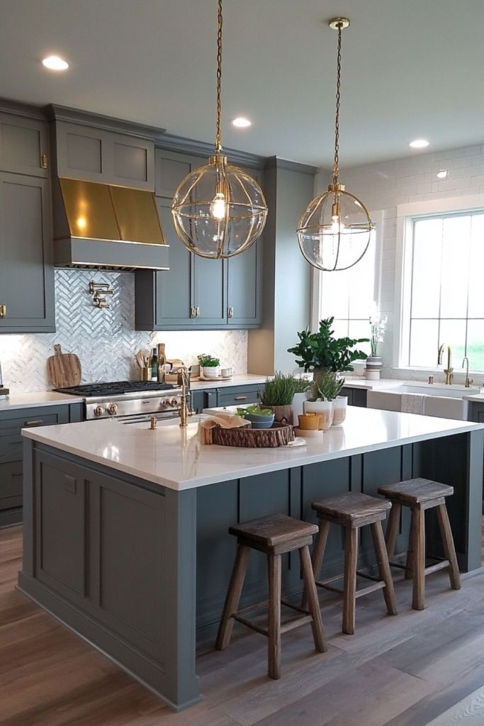 muted green kitchen - modern farmhouse - Loves from Bet