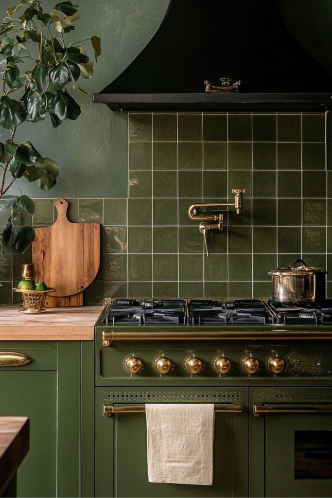olive green kitchen tiles - modern farmhouse - Loves from Bet