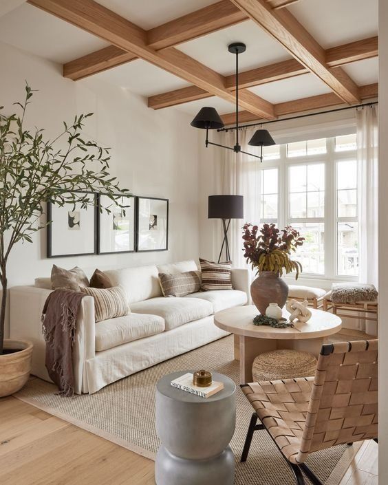 Organic Modern Living Room With White Sofa - Loves From Bet