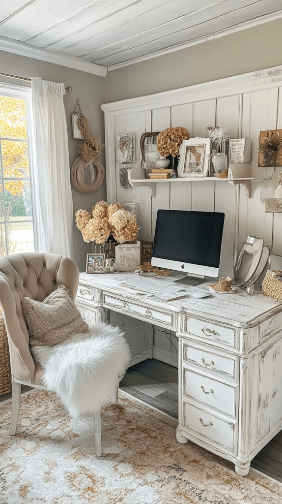 feminine shabby chic fall home office decor - Loves From Bet