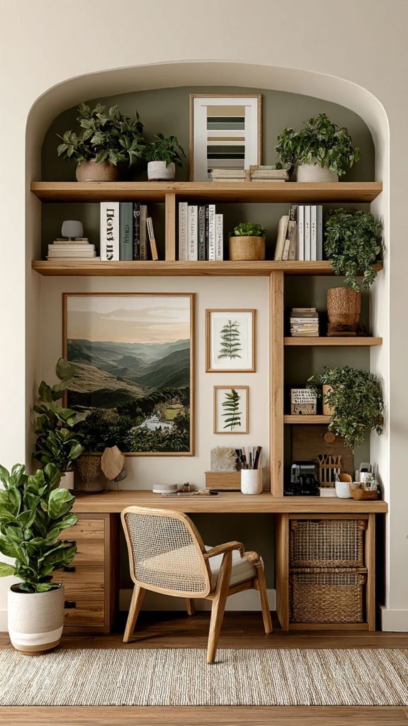 Natural and Green Organic Modern Desk Nook