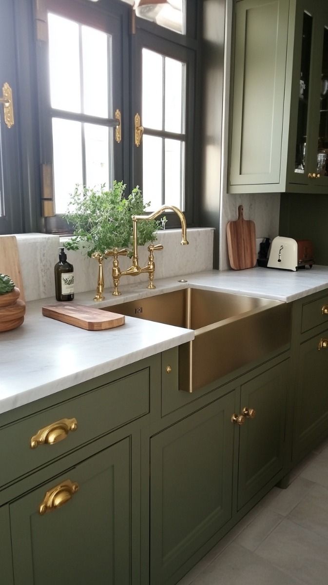 Olive Green Kitchen Modern Farmhouse Style