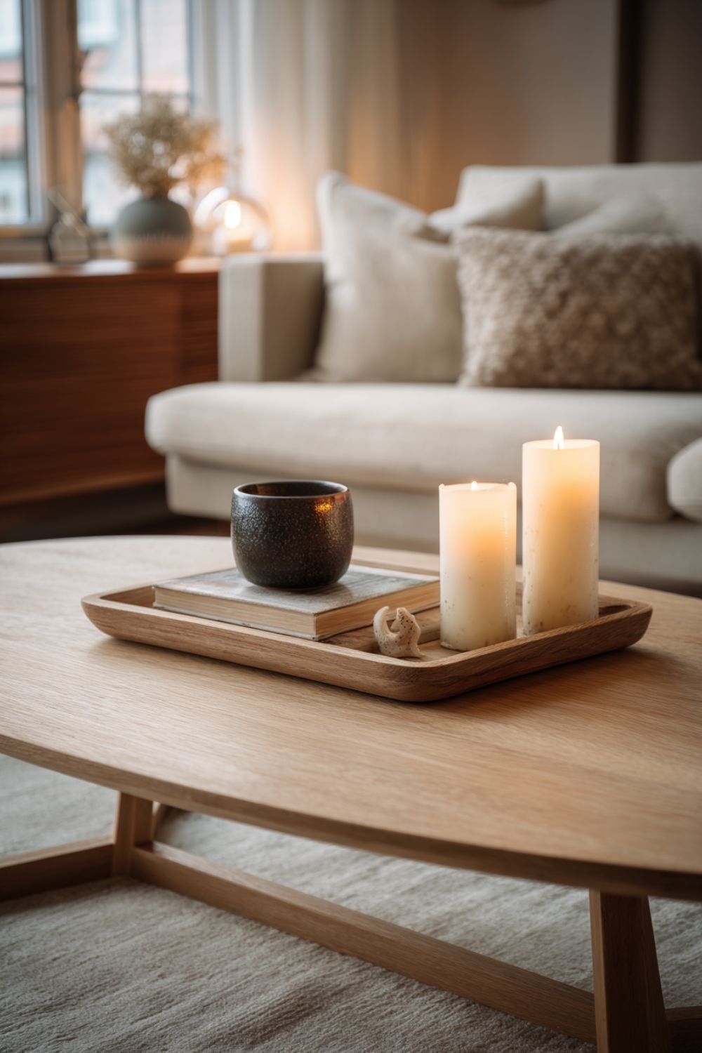 how to style a coffee table- oval coffee table decor-loves from bet (3)